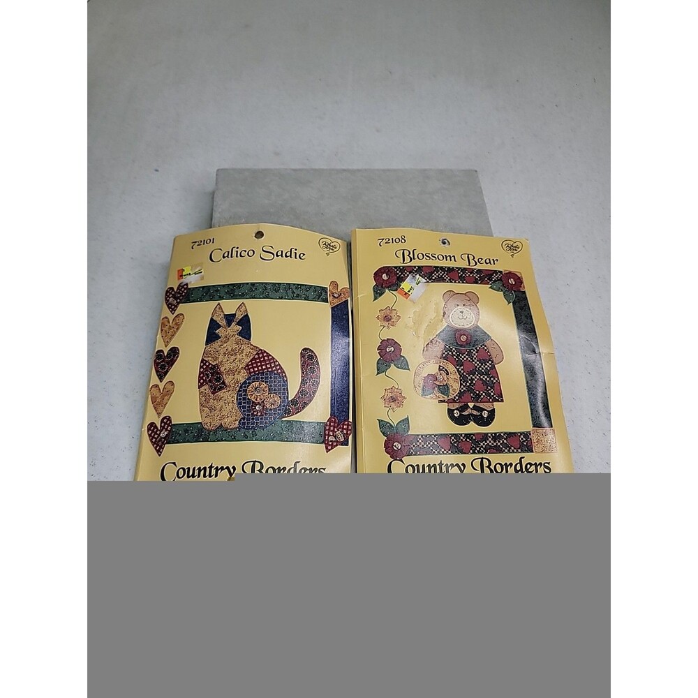 Country Borders Iron-On Applique Kit - #72108 #72101  Cat & Bear Lot Of 2 New